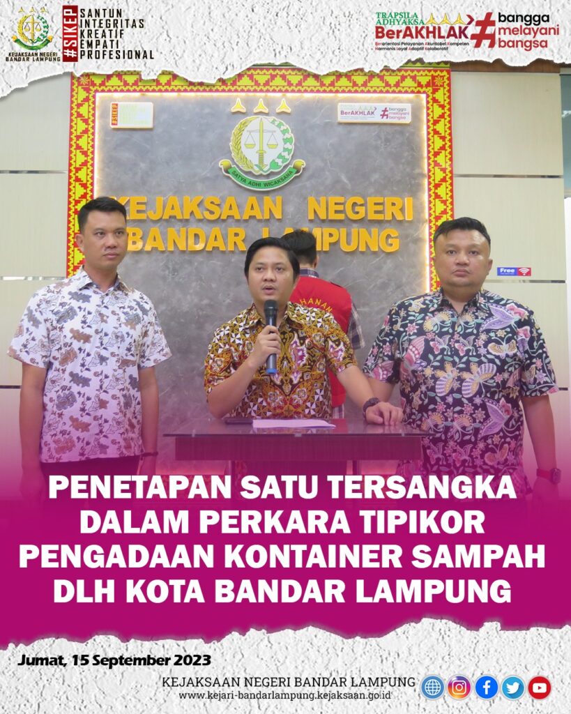 Kejari Bandar Lampung Kembali Tetapkan Satu Tersangka Korupsi Kontainer Sampah