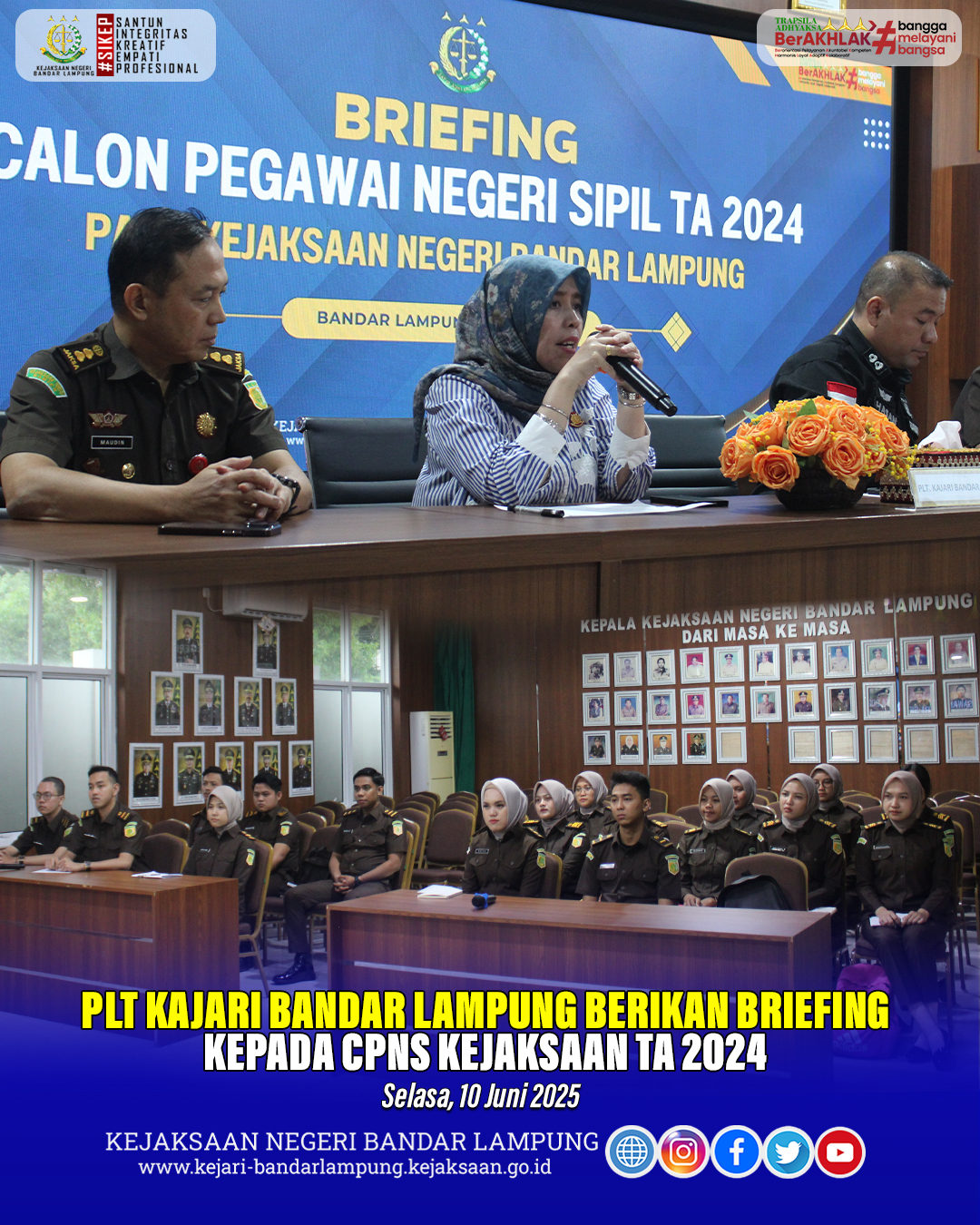 Plt. Kajari Bandar Lampung Nurmajayani, SH., MH. Berikan Arahan Kepada CPNS Kejari Bandar Lampung