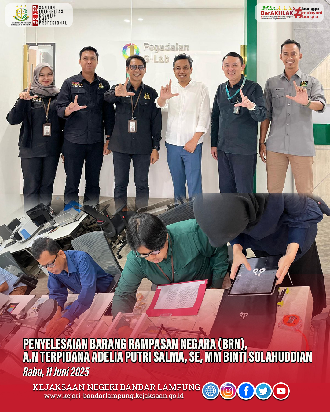 Kejari Bandar Lampung Laksanakan Penyelesaian Barang Rampasan Negara Terkait Terpidana Adelia Putri Salma