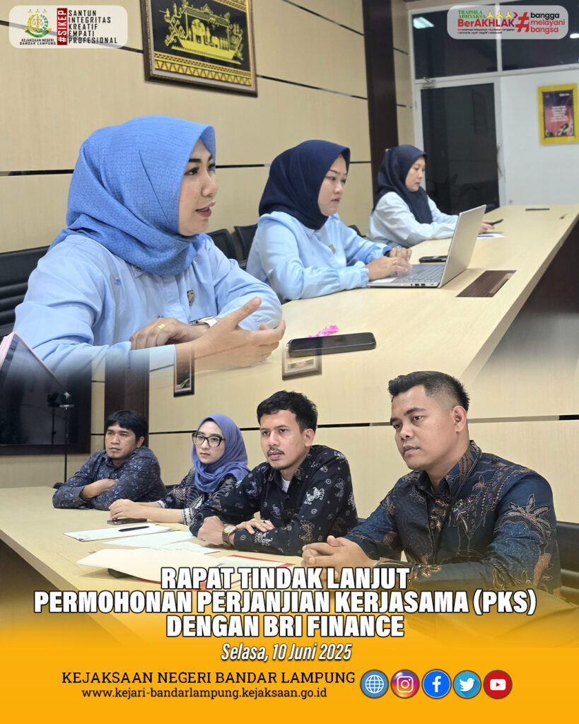 Kejari Bandar Lampung dan BRI Finance Bahas Draft PKS Penanganan Masalah Hukum Bidang Datun