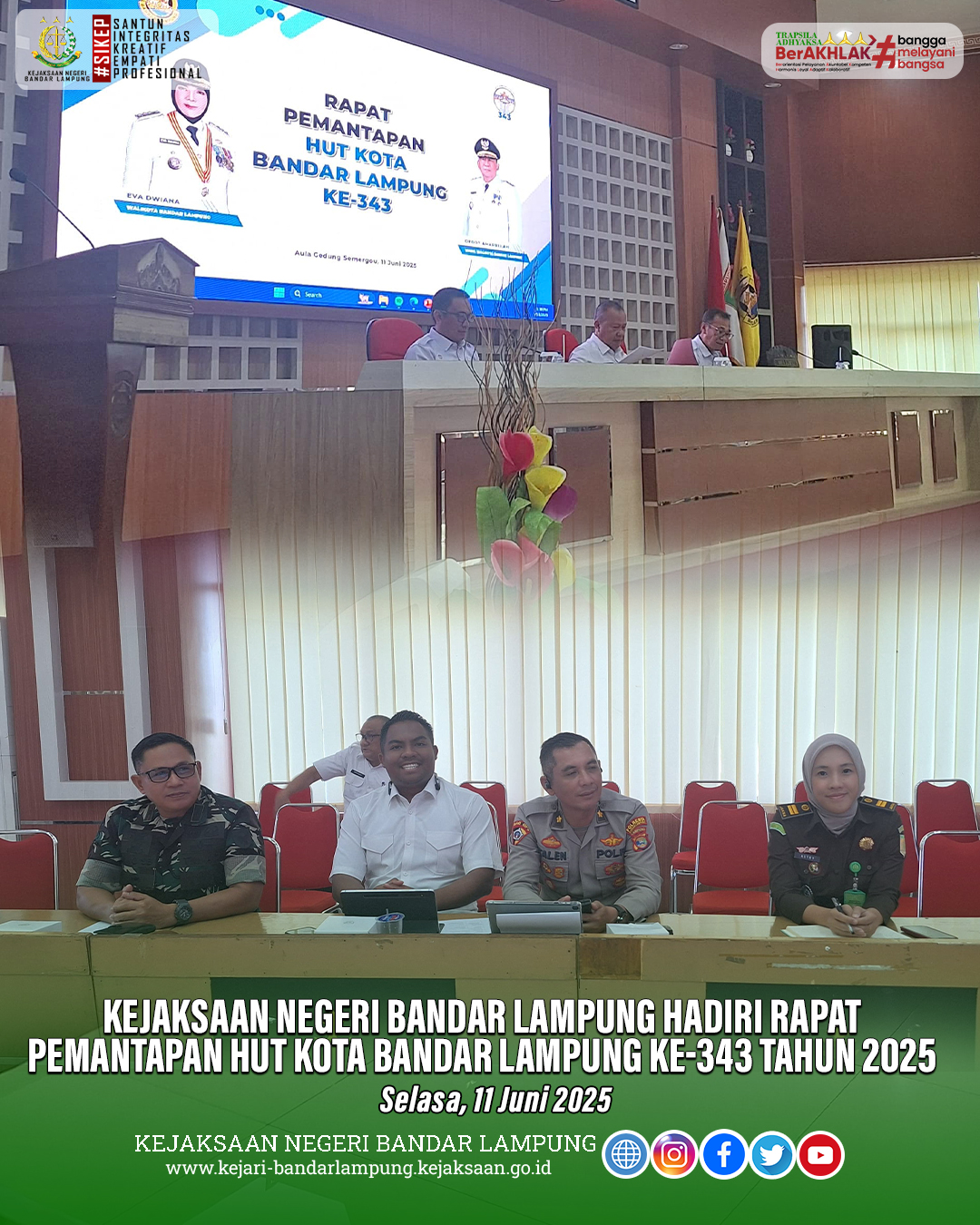 Kejari Bandar Lampung Hadiri Rapat Pemantapan HUT ke-343 Kota Bandar Lampung